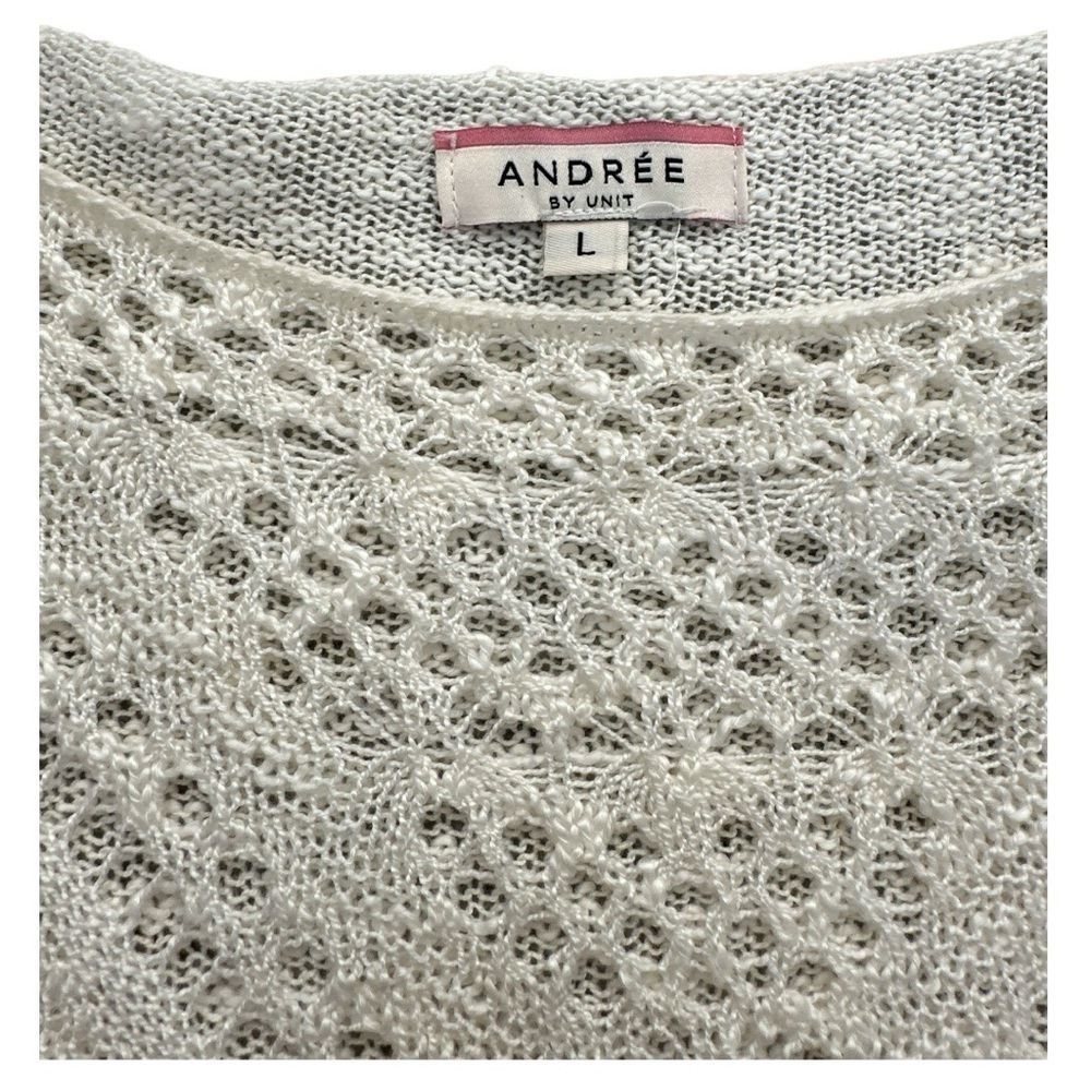 Cream Soft Sheer Cable Knit Sweater - Picture 3 of 14